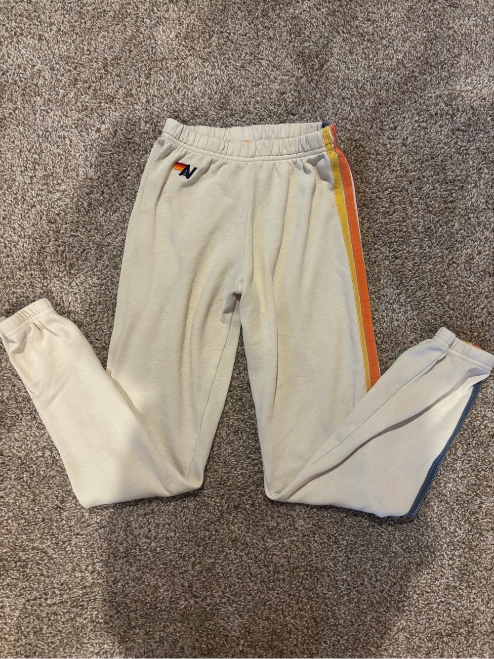 Aviator Nation Cream Sweatpants with Side Stripes